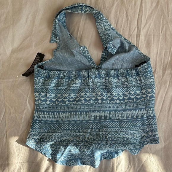 Bebe Tribal Denim Tie Front Shirt size XS - Picture 4 of 10